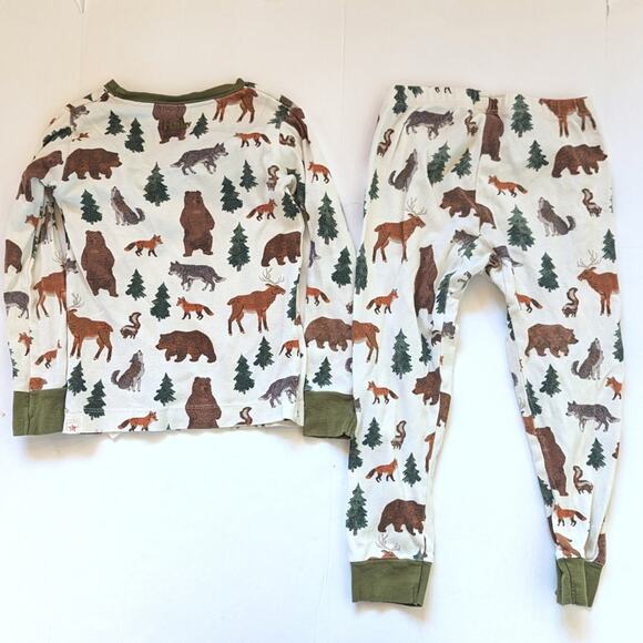 Hatley Pajamas Boys Sz 4 Forest Animals Bear Organic Cotton - Picture 3 of 4